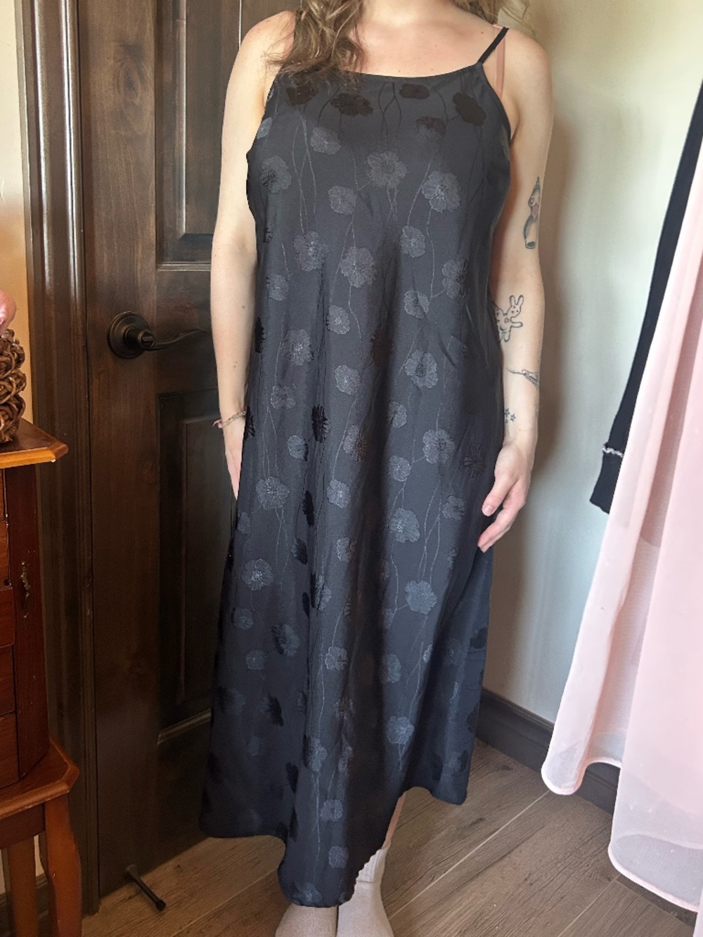 a new day extra large black floral print dress